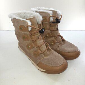 Sorel Explorer II Joan Faux Fur Boot Suede Velvet Tan size 7